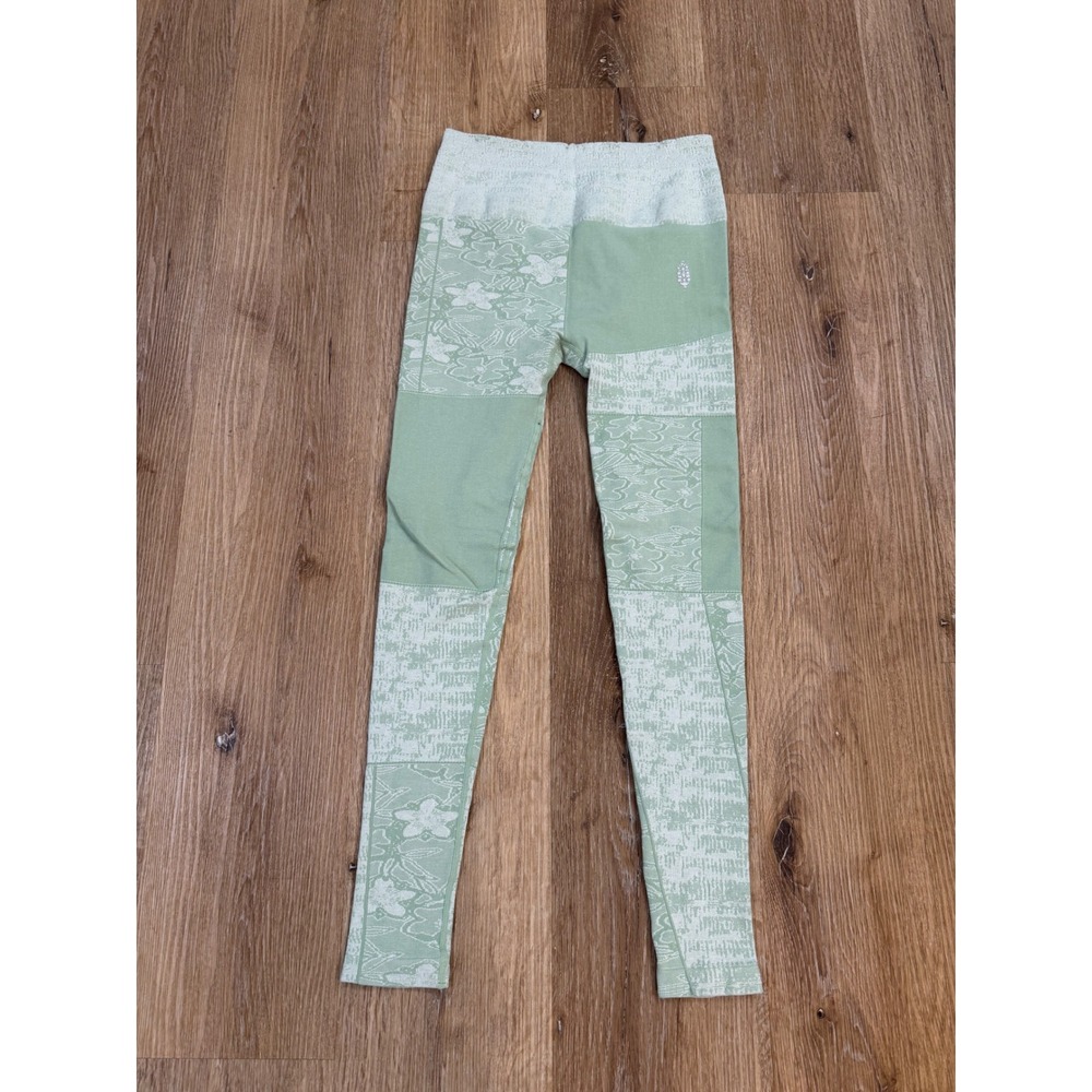 Free People Movement Leggings Womens XS Sage Green Patchwork Good Karma Yoga